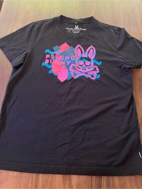 Psycho Bunny Graphic Print Everret Tee Shirt Crew Neck  Men Size 3 Pima Cotton